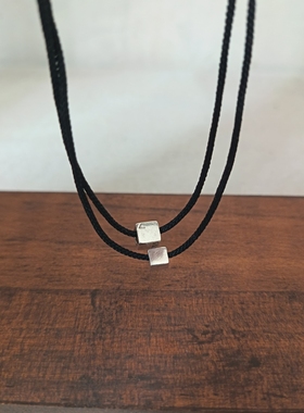 S925银小方块吊坠锁骨链颈链