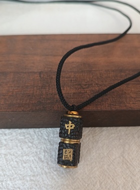 国风檀木项链长款新中式禅意葫芦