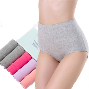5条盒装  高腰女士棉内裤产后收腹内裤全棉质中老年大码三角纯色