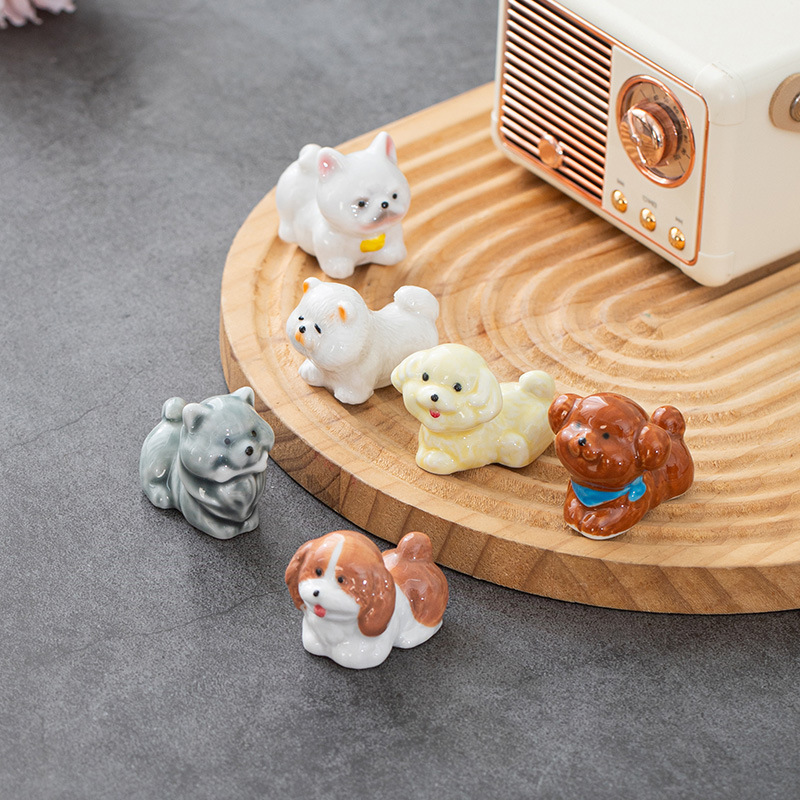 和光小筑 可爱小狗筷子架 筷托筷枕手绘陶瓷釉下彩 狗狗笔搁 笔架