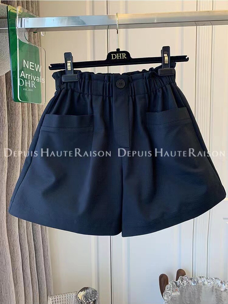 FAT MM PLUS SIZE 300 POUNDS SUMMER RETRO DOUBLE POCKET HIGH-WAISTED SHORTS WOMENS FLESH COVERING THIN LOOSE TIGHT WAIST WIDE-LEG PANTS