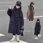 拓伴高端毛呢100%羊毛双面呢子大衣大儿童中长款 男女童双面绒外套