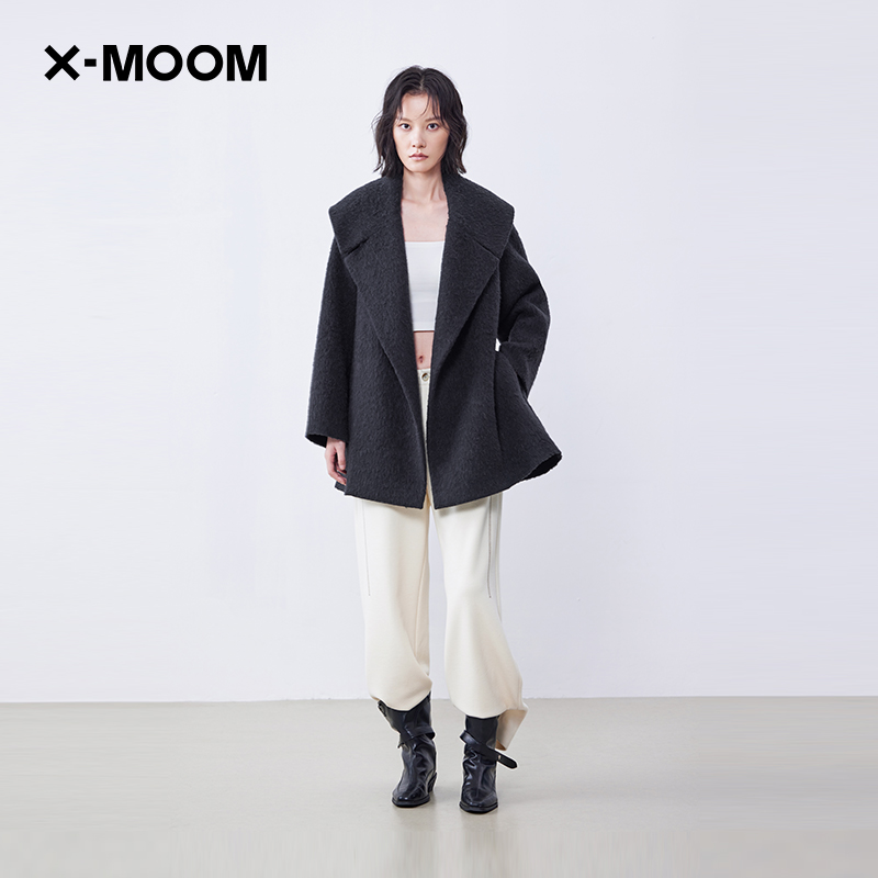 羊毛双面呢大翻领腰带呢大衣