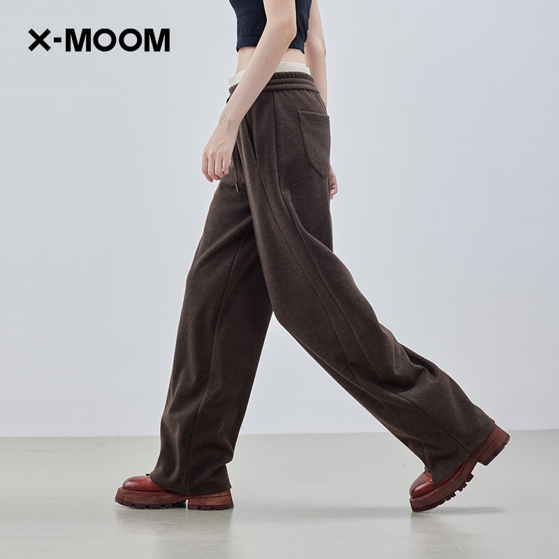 双腰头磨毛长裤X--MOOM