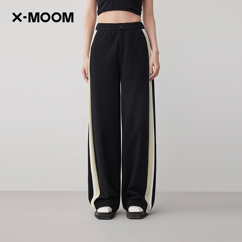 中腰撞色拼接XMOOM长裤运动风