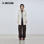 商场同款 MOOM2024冬季 新款 菱形收腰显瘦连帽中长羽绒服女