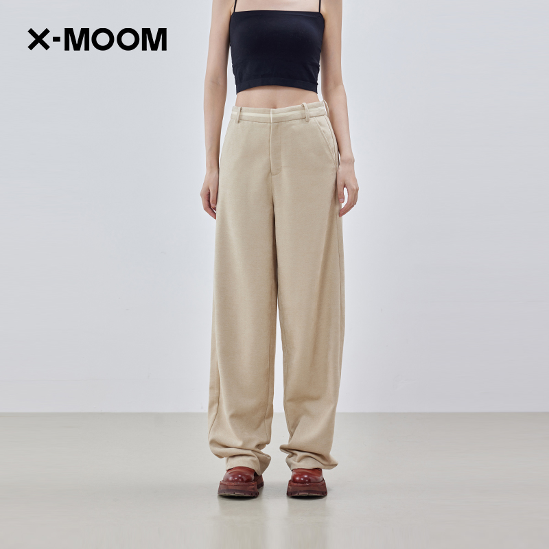 XMOOM雪尼尔腰头拼织带西裤