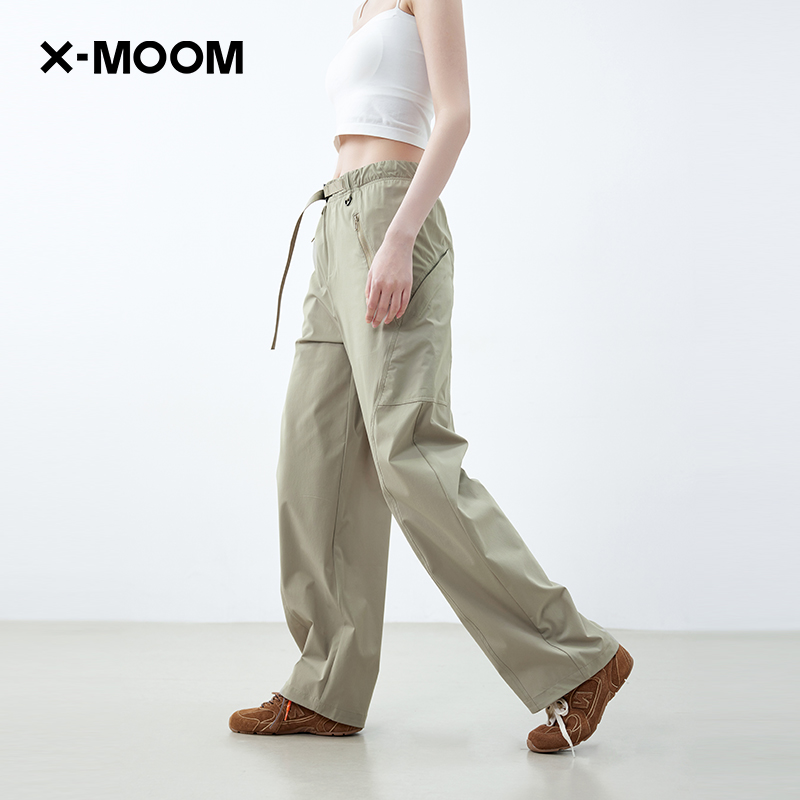 X--MOOM分割线腰头卡扣香蕉裤