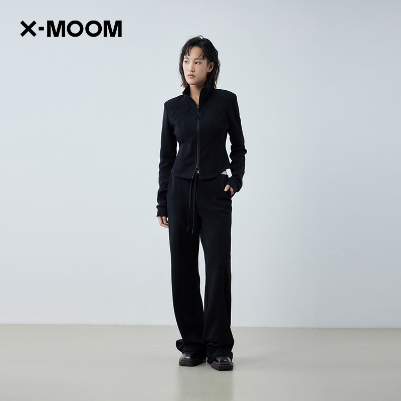 XMOOM腰部鱼骨垫肩卫衣外套