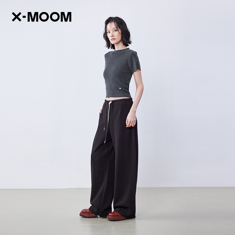 XMOOM小圆领圈圈短袖紧身针织衫