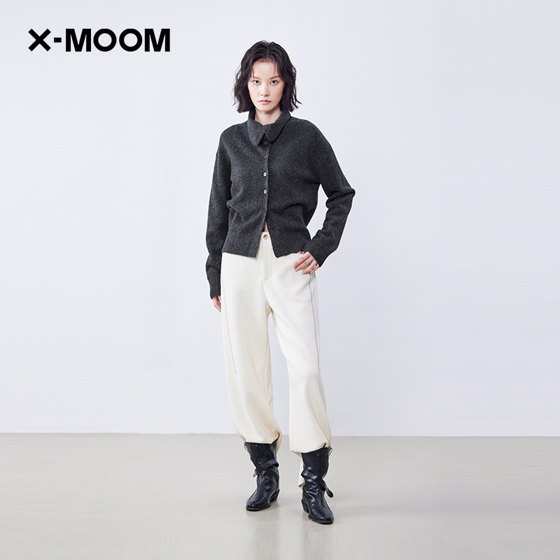 羊毛牛绒混纺密扣沙漏领毛衣开衫