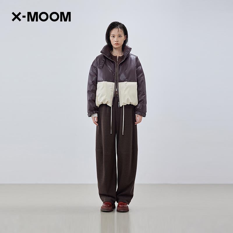 X--MOOM韩版拼色短款羽绒服