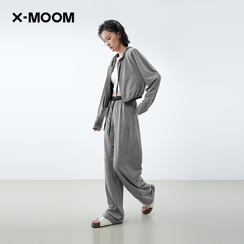 X--MOOM撞色松紧腰针织裤