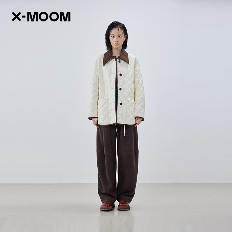灯芯绒拼接翻领棉服X--MOOM