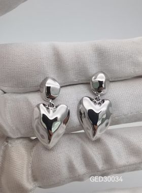 榴莲银饰 DURIAN 通体s925银镀铑金爱心耳坠耳环女高级感耳饰耳钉