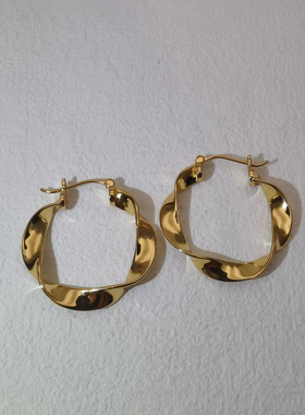 榴莲银饰 DURIAN通体925银镀铑金莫比乌斯耳扣简约设计感耳圈耳环