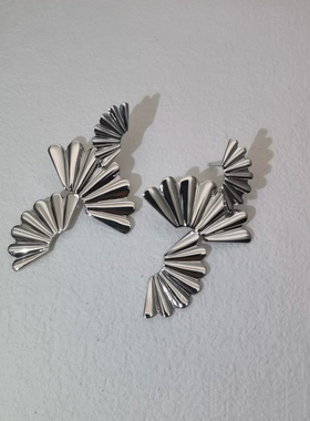 榴莲银饰 DURIAN 通体925银扇形耳环女极简设计耳饰高级感耳钉