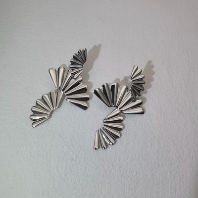 榴莲银饰 DURIAN 通体925银扇形耳环女极简设计耳饰高级感耳钉