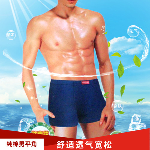 红豆男士全棉中腰平脚内裤新品