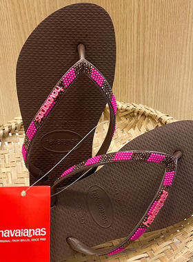 Havaianas哈瓦那水钻人字拖闪亮闪粉拼色防滑沙滩度假时尚凉拖鞋