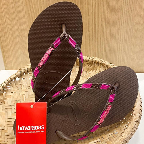 Havaianas哈瓦那水钻人字拖闪亮闪粉拼色防滑沙滩度假时尚凉拖鞋