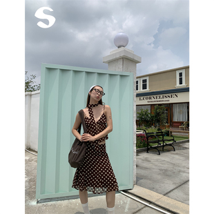 Sleep at 11 海边穿搭度假裙波点吊带上衣鱼尾长裙半身裙两件套装