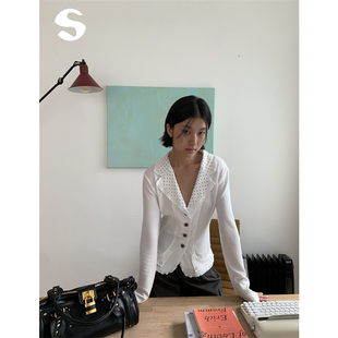 Sleep at 11 博主同款复古减龄波点双层领小花纽扣衬衫上衣外套女