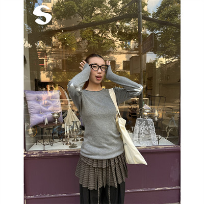 星星拼贴复古休闲长袖针织衫上衣