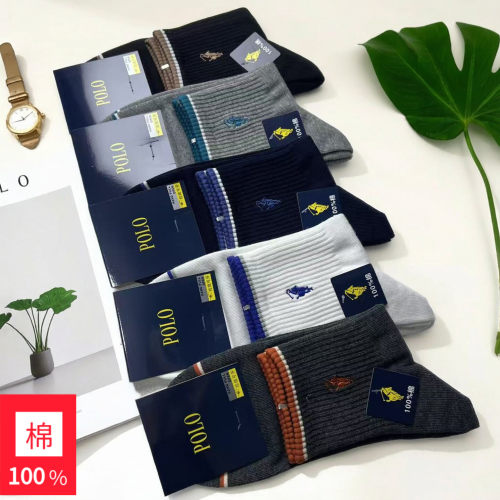 POLO中厚纯棉防臭百搭中筒男袜