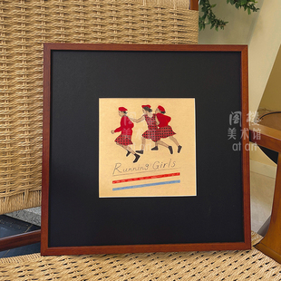 running girls 法式中古装饰画客厅小众复古玄关挂画餐厅文艺摆画