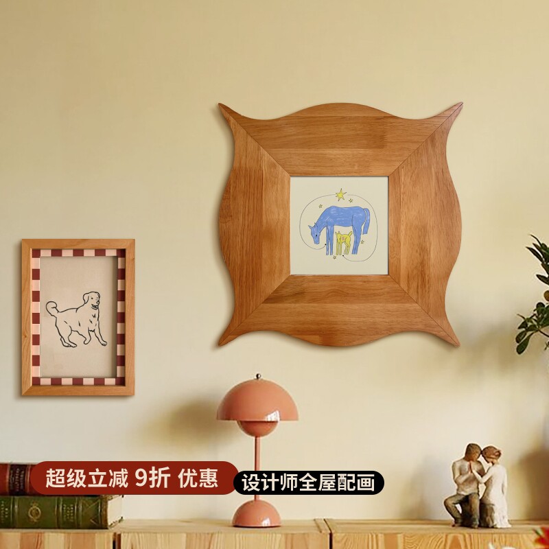 中古法式纯手工异形艺术装饰画图片