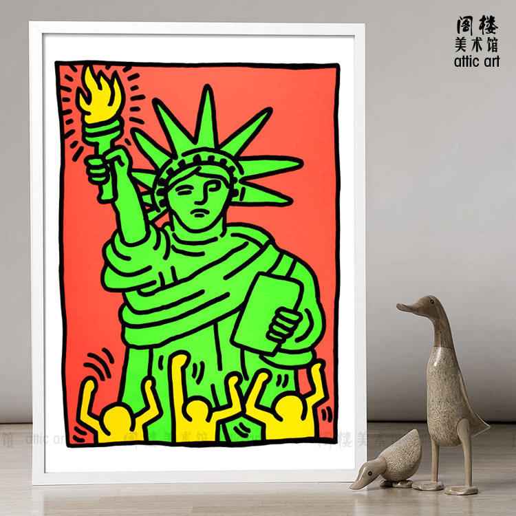 自由女神像 keith haring 凯斯哈林 装饰画 波普艺术简约时尚