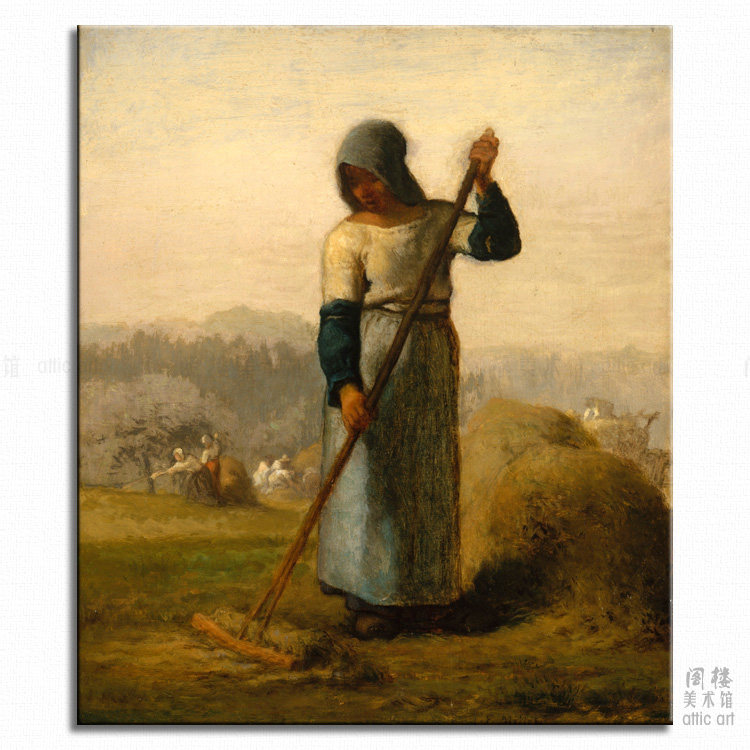 耙草的女人 jean-francois millet 米勒油画装饰厅书房酒吧玄关