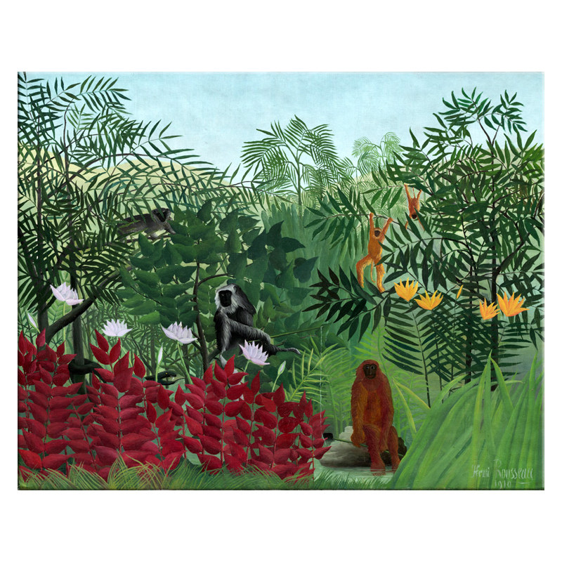 热带森林和猴子 henri rousseau 亨利卢梭装饰画客厅书房