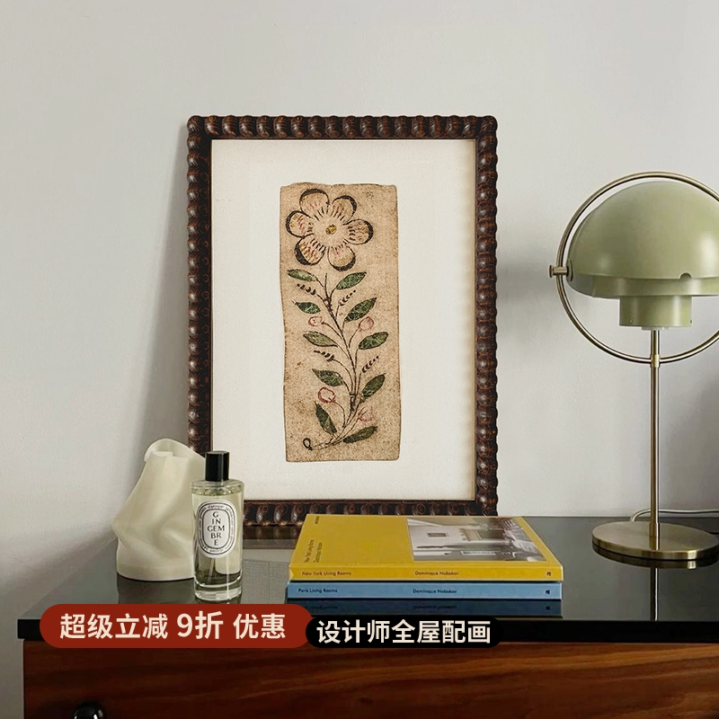 繁花 法式中古风小众艺术挂画老钱风客厅沙发背景玄关卧室装饰画图片