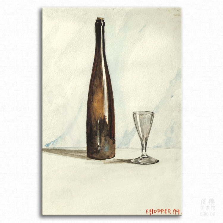 葡萄酒瓶和玻璃杯 Edward Hopper 霍普 装饰画 客厅书房卧室酒吧
