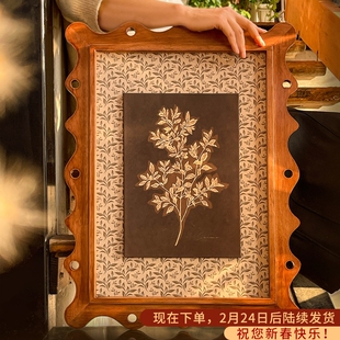 橄榄枝 法式中古风装饰画悬浮装裱客厅卧室玄关东方美学艺术挂画