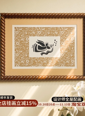 春日花园中古原木风挂画美拉德法式客厅背景卧室床头餐边柜装饰画