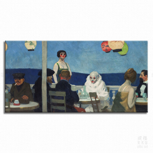 蓝色美国艺术风书房酒吧装饰画