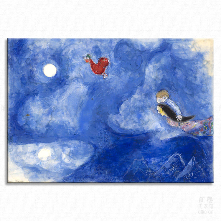 月光下的恋人 marc chagall 夏加尔 装饰画家居艺术法式定制照片