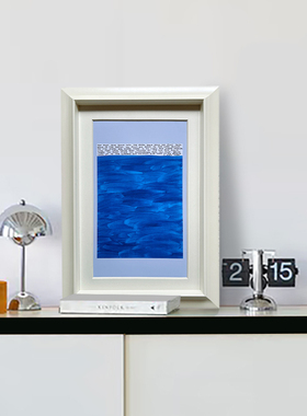 海底包豪斯中古奶油风小众装饰画多巴胺蓝色调治愈系客厅卧室挂画