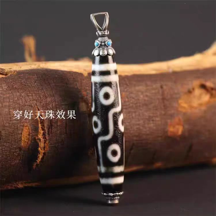925银天珠无相佛空托吊坠男女款镶嵌南红配件项链托配饰扣头diy