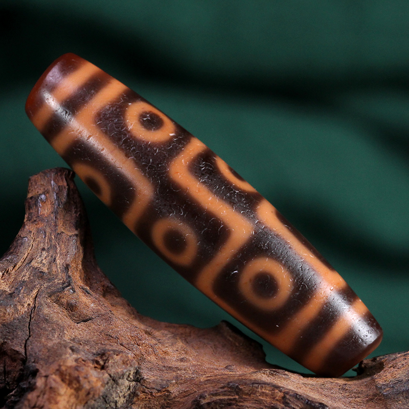 圣饰奇缘 天然真品西藏庙供老矿玛瑙至纯红肉九眼天珠50*13mm左右