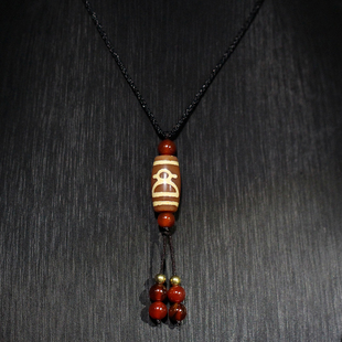 圣饰奇缘 财神天珠超顶吊坠锁骨链 天然真品西藏庙供院供老矿玛瑙