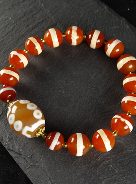 圣饰奇缘一线药师十眼天珠天然西藏真品玛瑙手串男女17*15mm左右