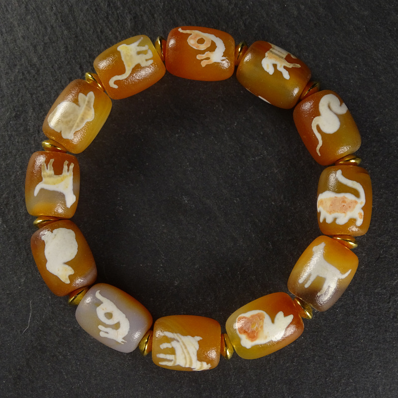 圣饰奇缘天然西藏真品十二生肖鼠牛虎兔龙蛇马羊猴鸡狗猪天珠手串
