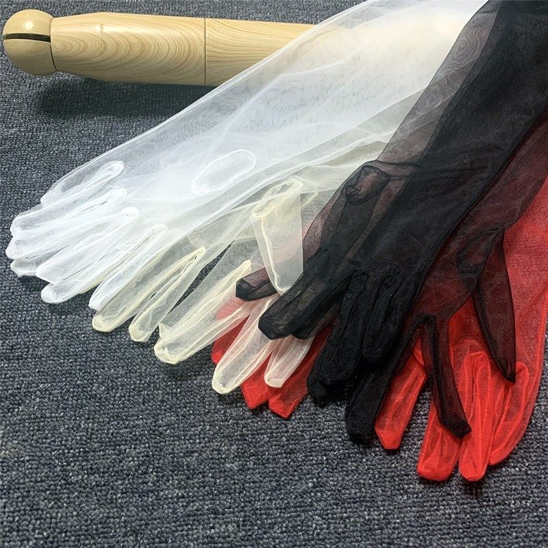 黑白红香槟色影楼造型婚纱手套
