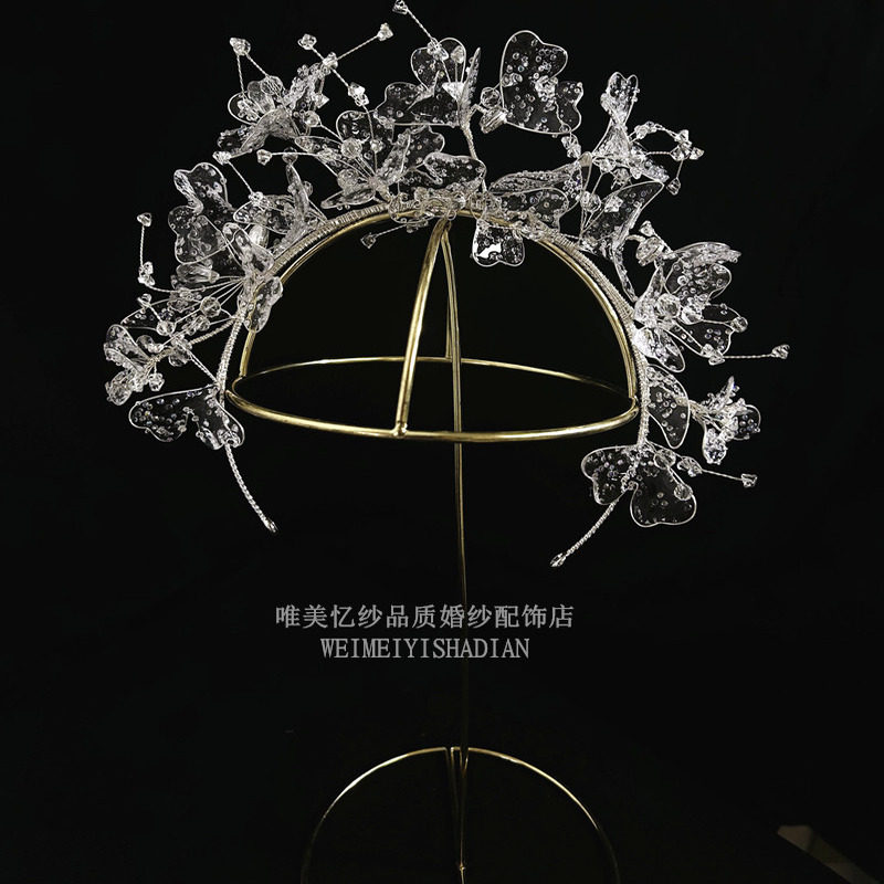 新娘头饰新型材料水晶皇冠发箍头饰套装超仙婚纱礼服配饰高级感