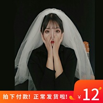 New bridal veil short female brides simple veil headwear, super fairy net red photo props, Sen trembling sound