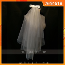 New bowknot headdress Korean super fairy short headdress simple net red brigade photo bridal headdress wedding dress accessories